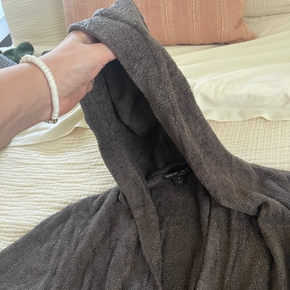 Barefoot Dreams Cozy Chic Lite Hooded Cardigan charcoal grey size medium - Picture 6 of 9